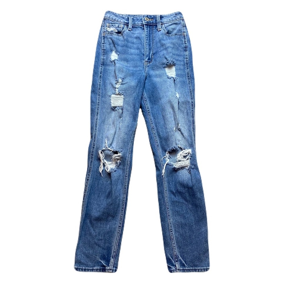 Hollister Ultra High-Rise Mom Jean Distressed Vintage Stretch‎ Women's 00 R